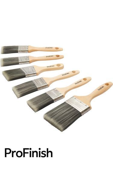 ProDec Professional Brush Set &ndash; 5 Pieces (38 mm, 50 mm, 75 mm) + 1 Angled Brush &ndash; for Washable Paints, Lacquers, and Stains, Beige