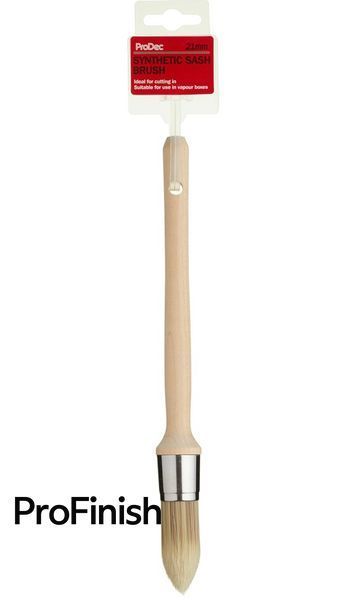 ProDec Professional Brush 21 mm &ndash; for Details and Frames &ndash; Synthetic Bristles, Slim Wooden Handle, Beige