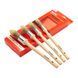 Set 4 Pensule Sash ProDec &ndash; 15mm, 18mm, 21mm, 25mm &ndash; Filament Sintetic Conic, Maner Lemn &ndash; Pentru Detalii si Finisaje de Precizie