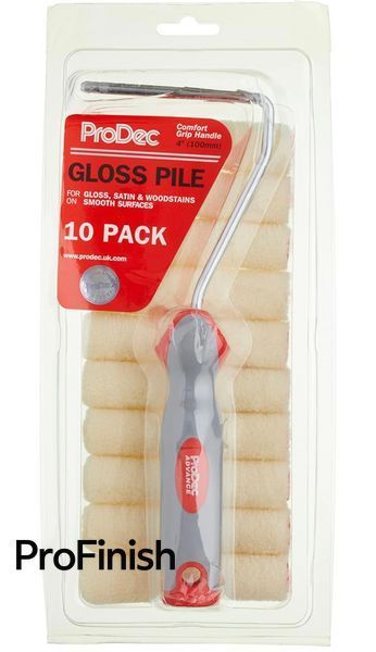 Set 11 piese ProDec &ndash; Role mini de 100 mm cu fir scurt pentru luciu + cadru, Galben