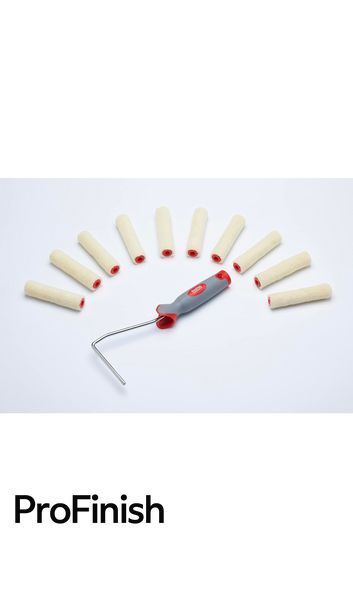 Set 11 piese ProDec &ndash; Role mini de 100 mm cu fir scurt pentru luciu + cadru, Galben