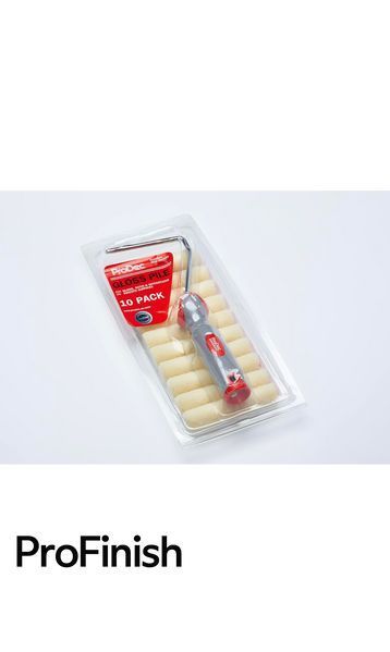 Set 11 piese ProDec &ndash; Role mini de 100 mm cu fir scurt pentru luciu + cadru, Galben